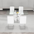 5 PCS Dining Table Set, 63" Glass Dining Table with 0.39" Tempered