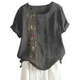 thumbnail image 2 of Gray Womens Tops Blouse Size Shirt Floral Women Plus Top Sleeves Embroidered Short Plus Size Tops Shirts for Women, 2 of 4