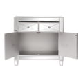 thumbnail image 4 of Hefilesy FCH 28in With Mirror Surface Two Drawers Two Doors Bedside Table Silver, 4 of 6