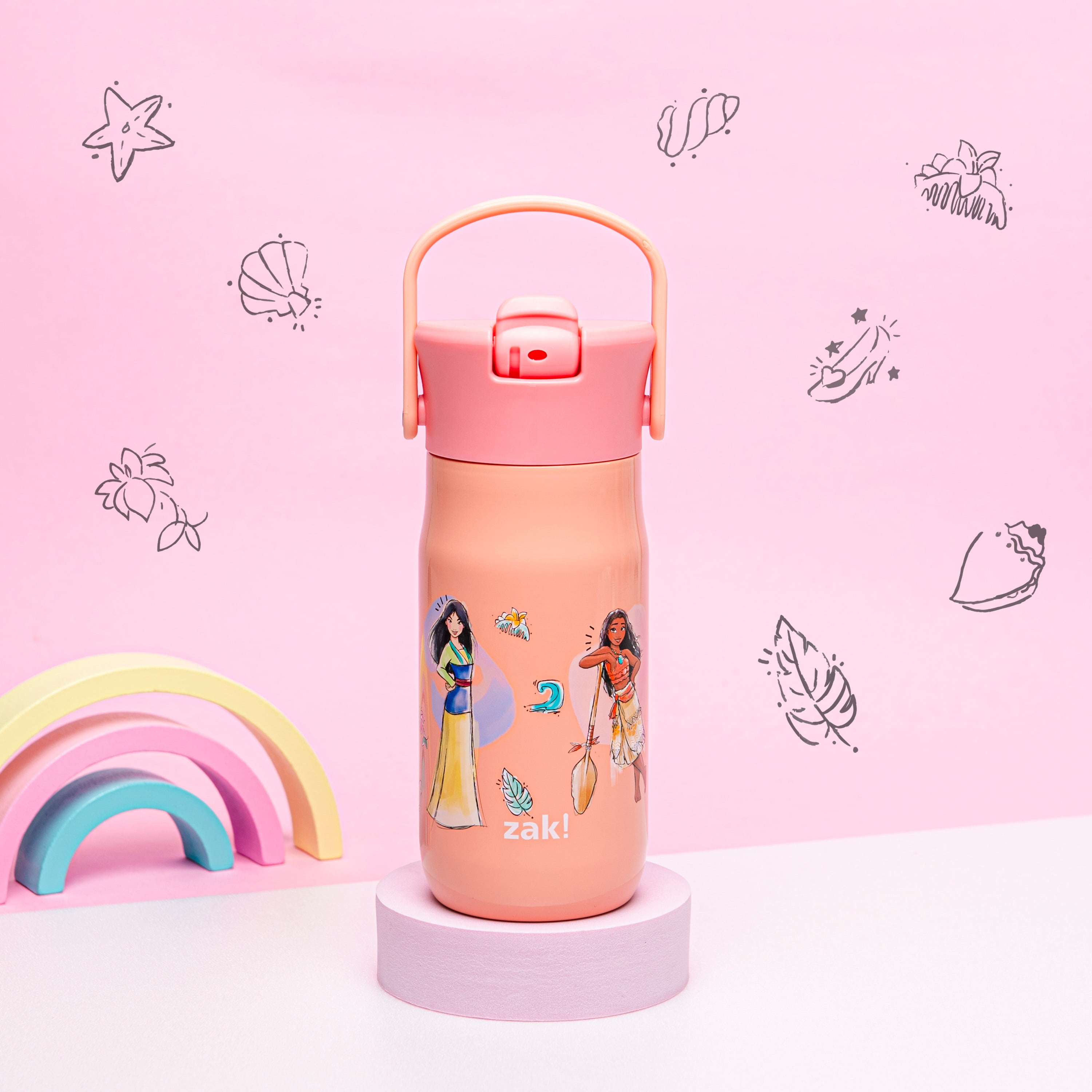 Zak Designs 14 oz Kids Water Bottle Stainless Steel Vacuum Insulated for Outdoor Disney Frozen 2, Size: 14 fl oz, White