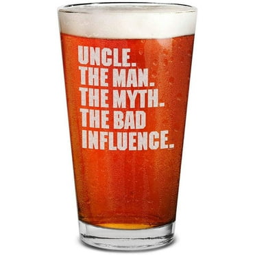 Shop4Ever® Uncle. The Man. The Myth. The Bad Influence. Engraved Beer Pint Glass Uncle To Be Gift (16 oz.)
