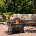 thumbnail image 4 of Fire Pit with Waterproof Cover Outdoor Wood Burning 24.4in Firebowl Fireplace Poker Spark Screen Retardant Mesh Lid Extra Deep Large Square Outside Backyard Deck Heavy Duty Metal Grate Black, 4 of 8