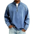 thumbnail image 1 of Migroa Trending Quarter-Zip Pullover for Men | Denim Collar Sweatshirt | Multiple Colors | Versatile Casual Wear Under $25, Blue Xl, 1 of 4