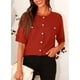 thumbnail image 5 of Suéter PRETTYGARDEN para Mujer Verano con Botones Rojo Óxido M, 5 of 8