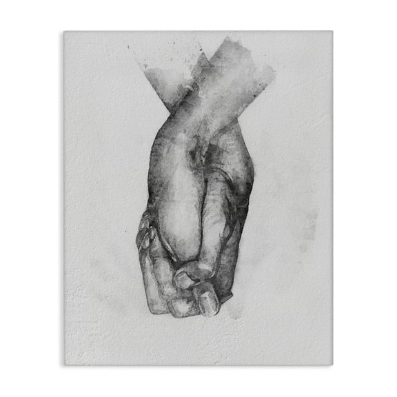 Stupell Industries Shabby Chic Simple Vintage Black & White Hand Holding Illustration Canvas Art, 16 x 20, by Ros Ruseva