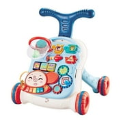 Ealing Sit-to-Stand Learning Walker, 2 in 1 Baby Walker, Early Educational Child Activity Center, Multifunctional Removable Play Panel,Baby Push Walkers (blue and white)