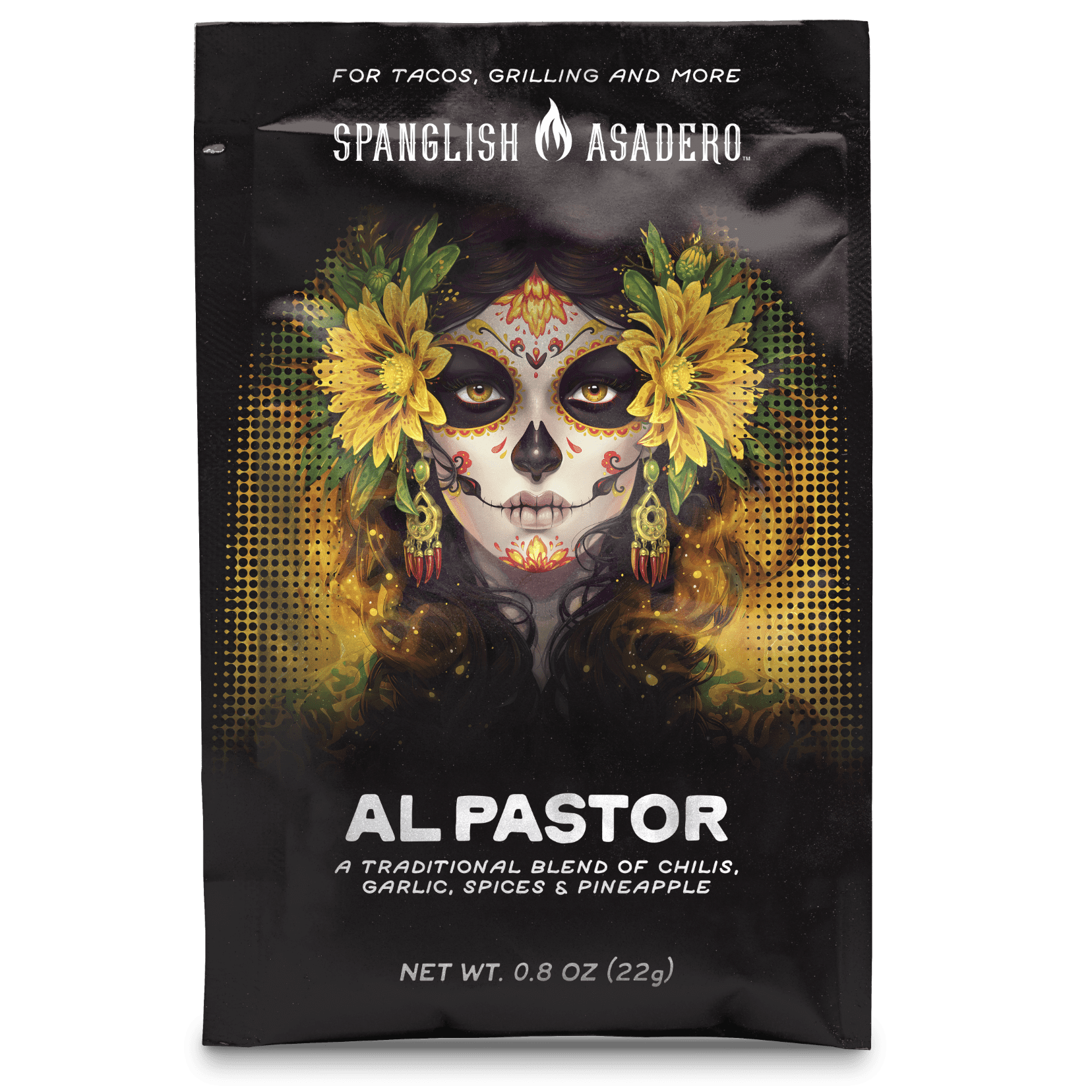 (5 pack) Spanglish Asadero Al Pastor Seasoning Blend with Chilis, Garlic, Spices & Pineapple, 0.8 oz Packet