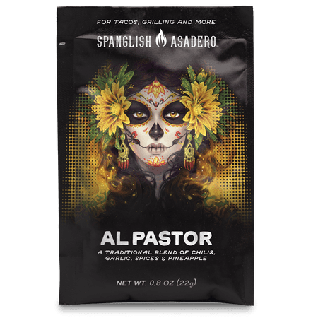 Spanglish Asadero Al Pastor Seasoning Blend with Chilis  Garlic  Spices & Pineapple  0.8 oz Packet