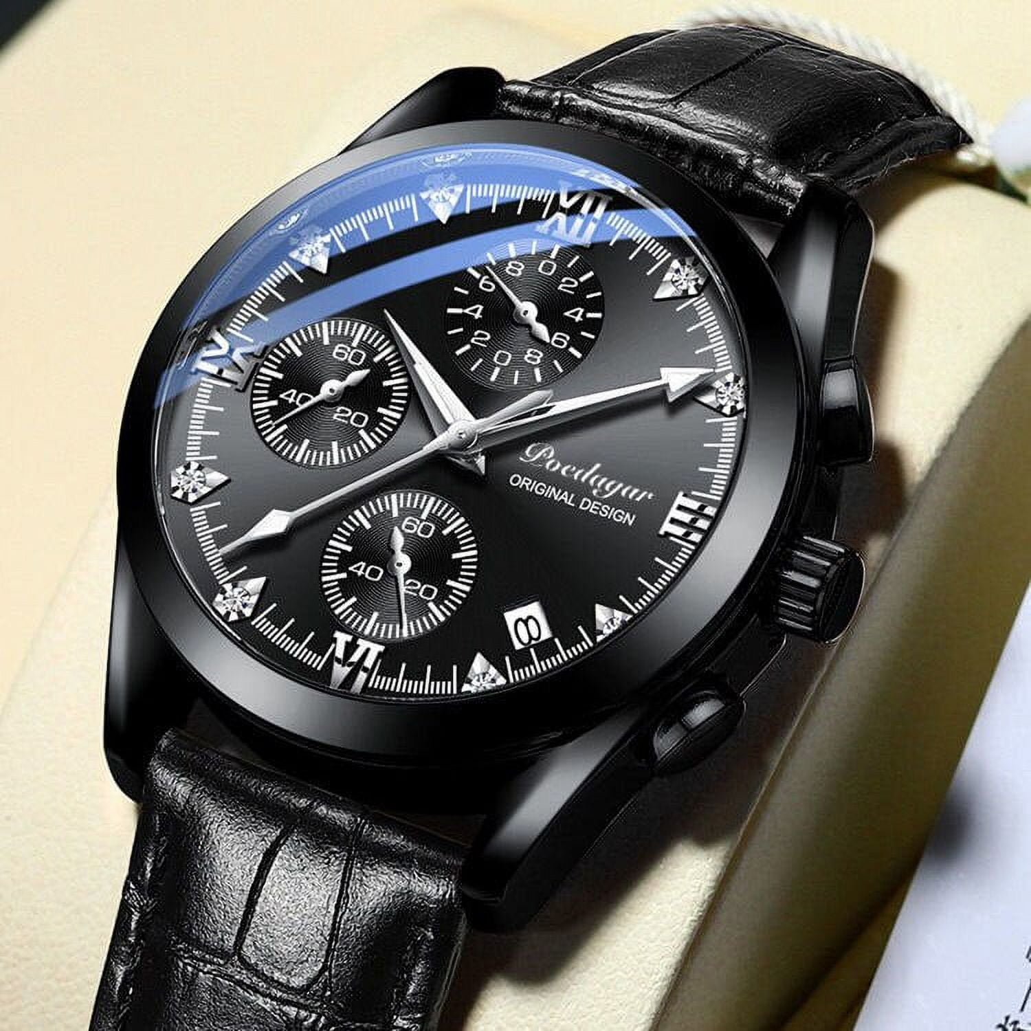 POEDAGAR New Fashion Sport Chronograph Mens Watches Top Brand Luxury Military Leather Casual Quartz Wrist Watch Student Gif