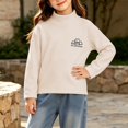 thumbnail image 6 of Falkdiz Girls Long Sleeve Shirts Warm Basic Soft Tops Outdoor Winter School Crew Neck Pullover for Girls Cute Graphic , Beige , Size: 2-3 Years, 6 of 6