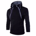 thumbnail image 2 of Sudadera con capucha para hombre Sudadera con capucha y bloque de color con 2 cremalleras Top de suéter de otoño, negro, XXL Inevent AP002501-09, 2 of 6