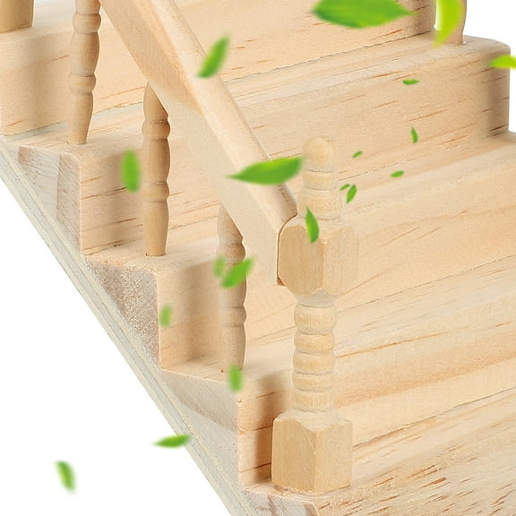 HIAKDOFT 1Pcs Beige Miniature Dollhouse Staircase for Mini House Furniture