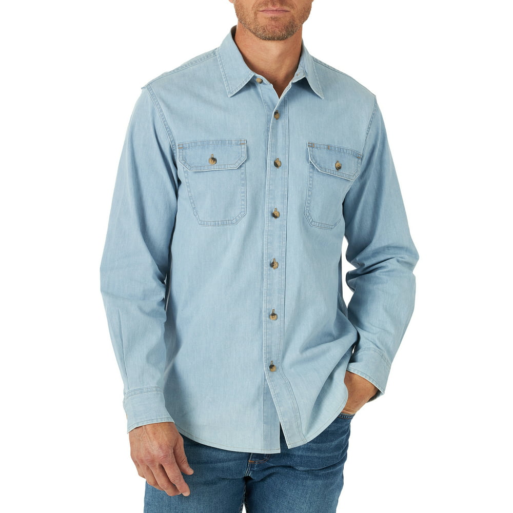 Wrangler - Wrangler Men's Epic Soft Long Sleeve Relaxed Fit Denim Shirt ...