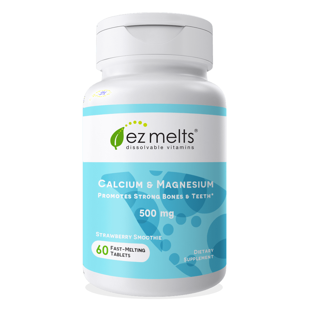 EZ Melts Calcium & Magnesium with Vitamin D3, 500 mg, Vegan, Zero Sugar
