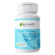 EZ Melts Calcium & Magnesium with Vitamin D3, 500 mg, Vegan, Zero Sugar, 60 Fast Dissolve Tablets