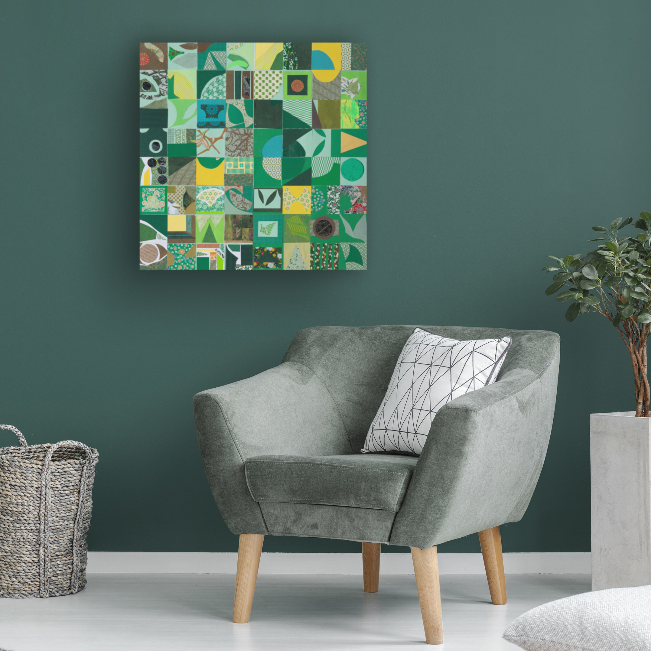 Trademark Fine Art Pamela Fingado  Green Squares Canvas Wall Art