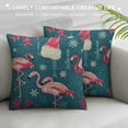 thumbnail image 3 of Christmas Pink Flamingo Throw Pillow Cover,Flamingo Christmas Hat Snowflakes Soft Square Cushion Case Covers Home Decor for Couch Sofa Bedroom Car Office  Pillowcases, 3 of 5