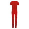 thumbnail image 4 of inhzoy Kids Girls Gymnastics Dance Bodysuit Full Body Unitards Short Sleeve Catsuit Tumbling Outfit Zipper Workout Red 16, 4 of 5