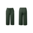 thumbnail image 3 of Women Wide Leg Pants Summer High Waisted Pants Drawstring Casual Trousers with Pockets Green S, 3 of 6