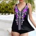 thumbnail image 2 of Women's Boho Floral Print Swimwear Plus Size Spaghetti Strap Tankini Swimsuits with Boyshorts Bathing Suit, 2 of 6