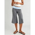 thumbnail image 5 of LMLYSoH Women's Capri Pants Fold Over Waistband Low Rise Contrast Color Wide Leg Cropped Lounge Trousers, 5 of 8
