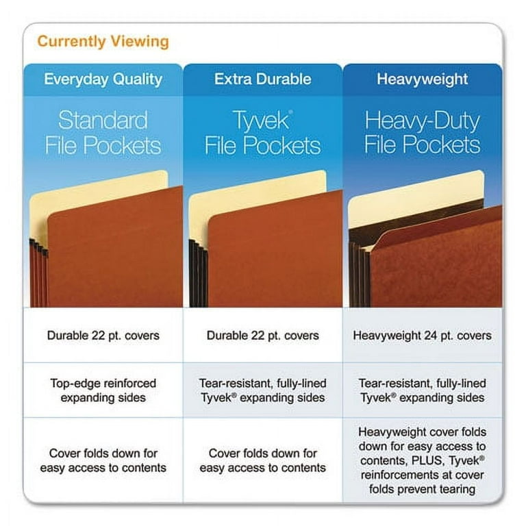 Standard Expanding File Pockets, 1.75 Standard Expanding File Pockets, 1.75