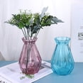thumbnail image 2 of 2 jarrones de vidrio transparente, floreros artísticos de escritorio, modernos y elegantes, para el hogar (azul y morado), 2 of 7