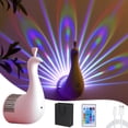 thumbnail image 1 of Peacock - Lámpara de pared con mando a distancia, 7 colores LED de proyección, luz nocturna de pavo real recargable por USB, para recámara y decoración del hogar, iluminación decorativa moderna para, 1 of 3