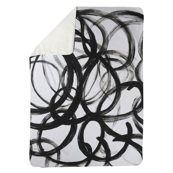 60 x 80 in. Abstract Curly Lines-Sherpa Fleece Blanket