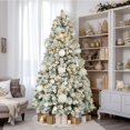 thumbnail image 3 of Alupssuc 5.5 ft Prelit Snow Flocked Artificial Christmas Tree with 160 Warm White Lights, 630 Fully Snowed Branch Tips, 3 of 7