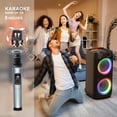 thumbnail image 3 of JYX Máquina de karaoke con 2 micrófonos inalámbricos para adultos, altavoz de fiesta Bluetooth grande de 8 pulgadas con potencia máxima de 500 W, sistema PA con luz de discoteca LED, ruedas giratorias, 3 of 5