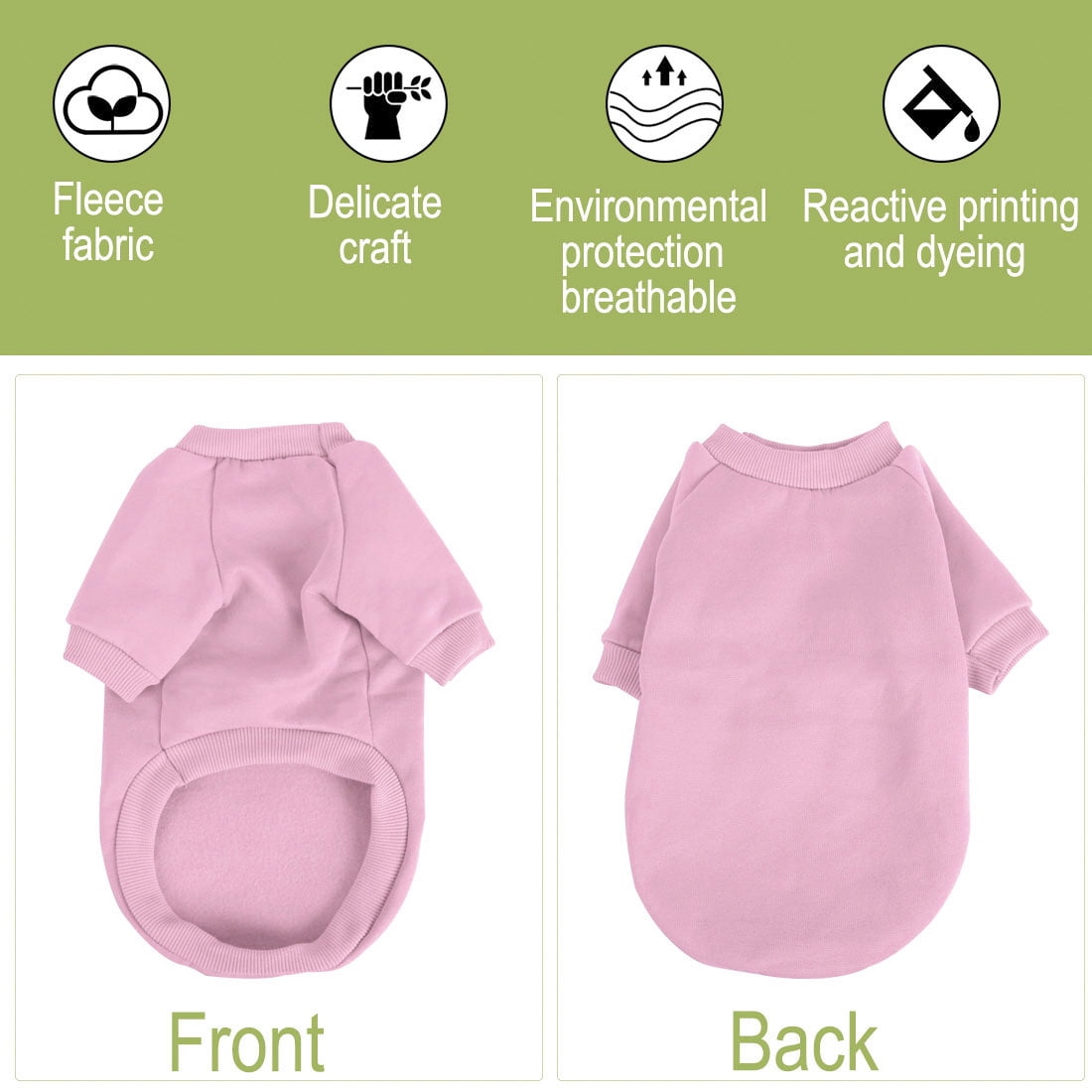 Unique Bargains Cotton Blend Dog Winter Sweatshirt Pet Clothes Fleece Lined Warm Coat Pink