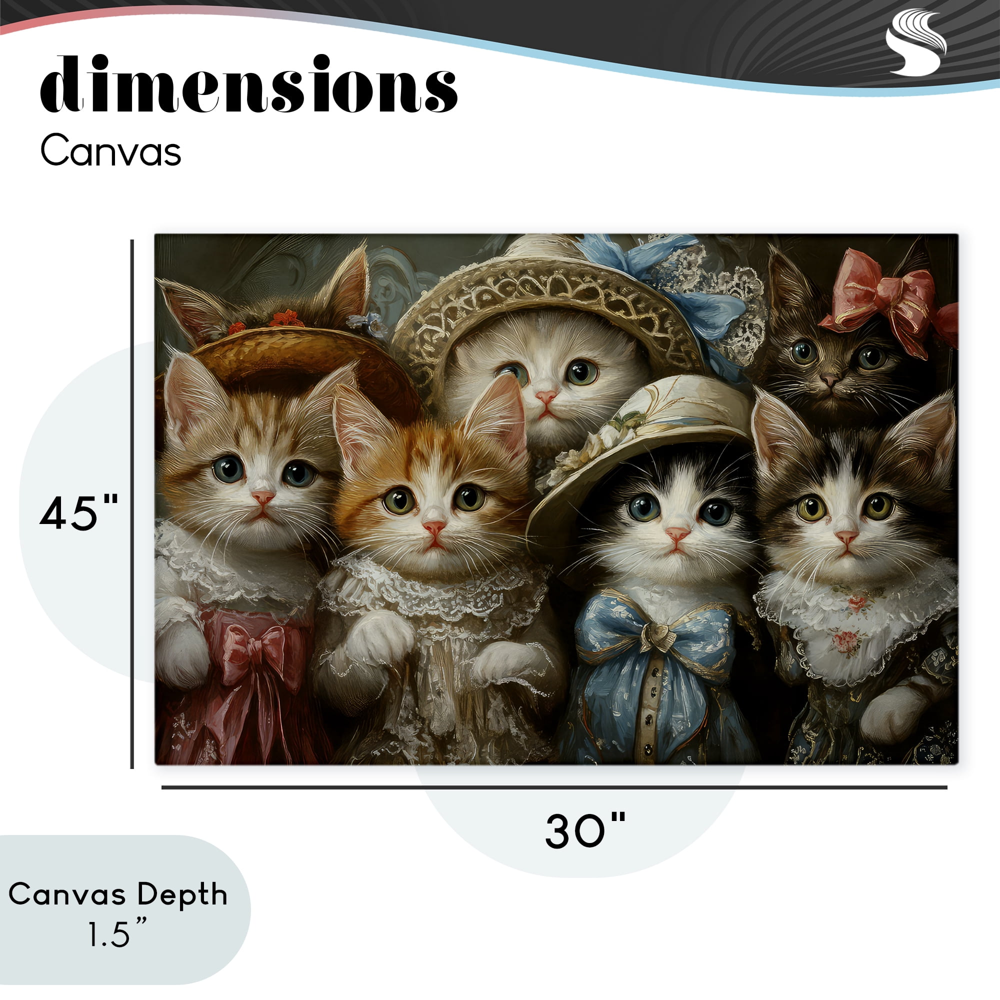 Stupell Industries Fashionable Vintage Cats Canvas Wall Art, design by The Wands Want