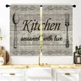 thumbnail image 3 of Farmhouse Rustic Kitchen Curtains Brown Vintage Fork Spoon Retro Small Short Cafe Window Curtains Country Farm Wooden Rod Pocket Bathroom Window Drapes Treatment Tier Curtains (27.5x39 Inch), 3 of 6