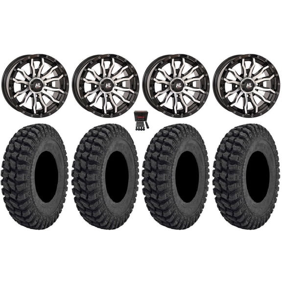 High Lifter HL21 14" Wheels Machined 32" Warrior AT Tires Can-Am Commander Maverick Renegade Outlander Defender