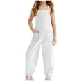 thumbnail image 1 of girls jumpsuit Girls Long Pants Drawstring Cuffs Romper With Pockets 5 14 Years, 1 of 8