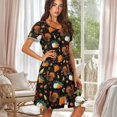 thumbnail image 3 of Yuyamidu Turkey Night Shirts for Women Sleepwear Knee-Length Button Down Sleep Dress Thanksgiving Nightdress Round Neck Short Sleeve House Dress Soft Comfy Housecoat, 3 of 7