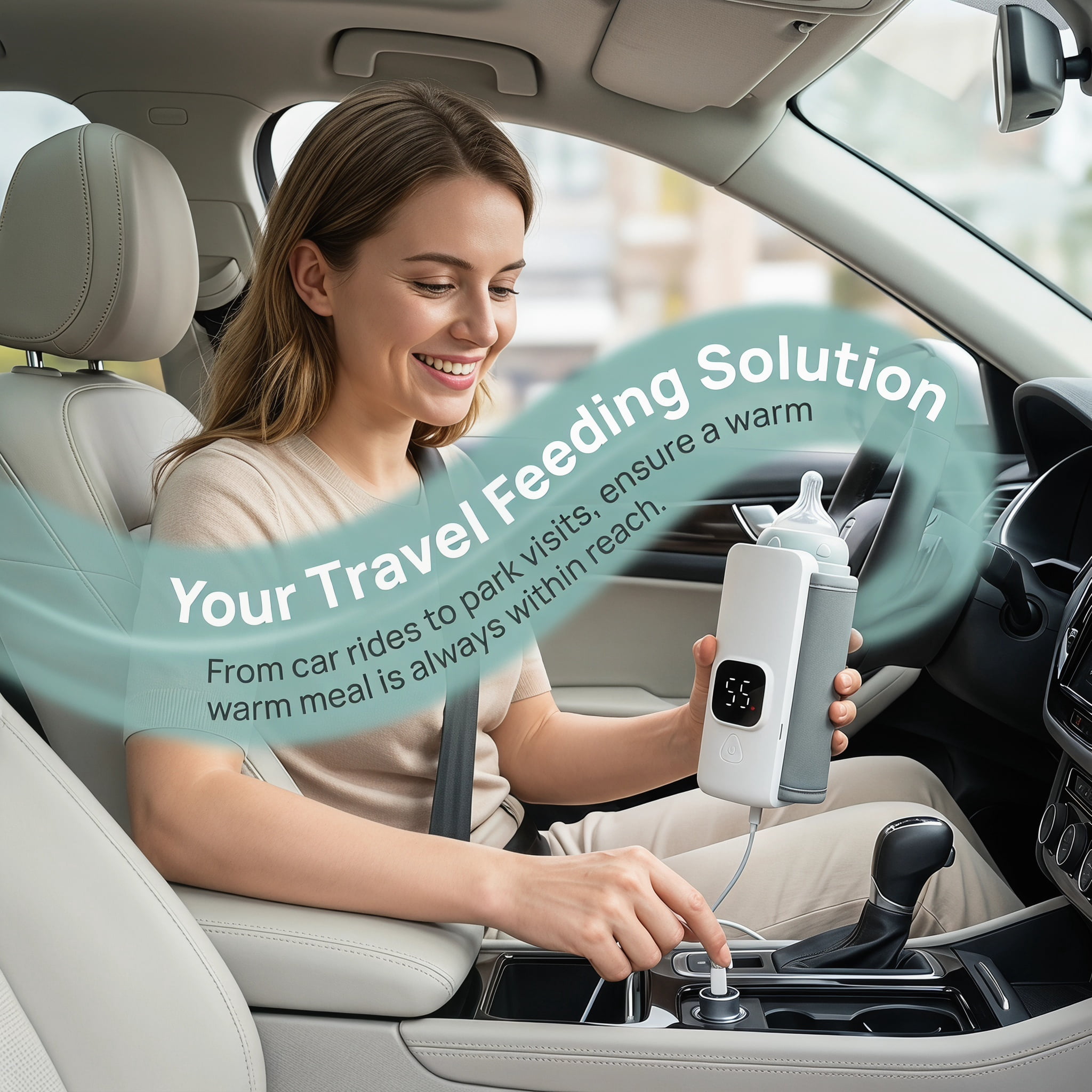 Portable Baby Bottle Warmer with USB Charging, Universal Fit Travel Milk Heat Keeper, Constant Temperature Breast Milk & Formula Heater for On-the-Go Feeding, Diaper Bag Essential