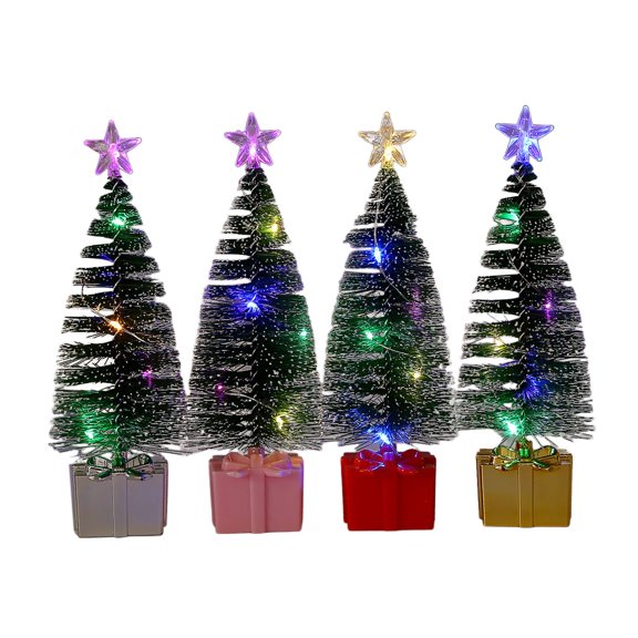 HCTSHG Mini Christmas Tree with Lights, 4 Pack Tabletop Christmas Tree with LED Lights for Indoor Christmas Decorations Holiday Party Ornagment, Christmas Centerpieces for Tables (2.36*6.3in) 