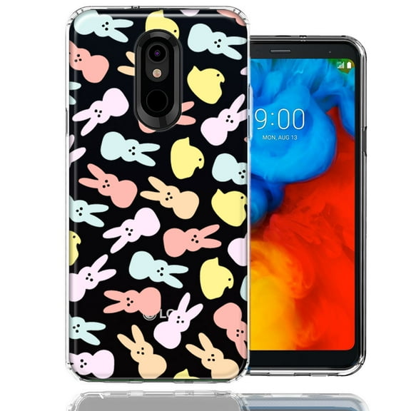 MUNDAZE for LG Stylo 4 Pastel Easter Polkadots Bunny Chick Candies Double Layer Phone Case Cover