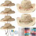 thumbnail image 1 of Juego de 6 sombreros de paja con cuentas para vaqueras costeras de Hercicy, 1 of 6