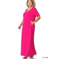 thumbnail image 2 of Zenana Women's Relaxed Fit V-Neck Short Sleeve Full Length Maxi Long Dress w/ Side Pockets, 2 of 3