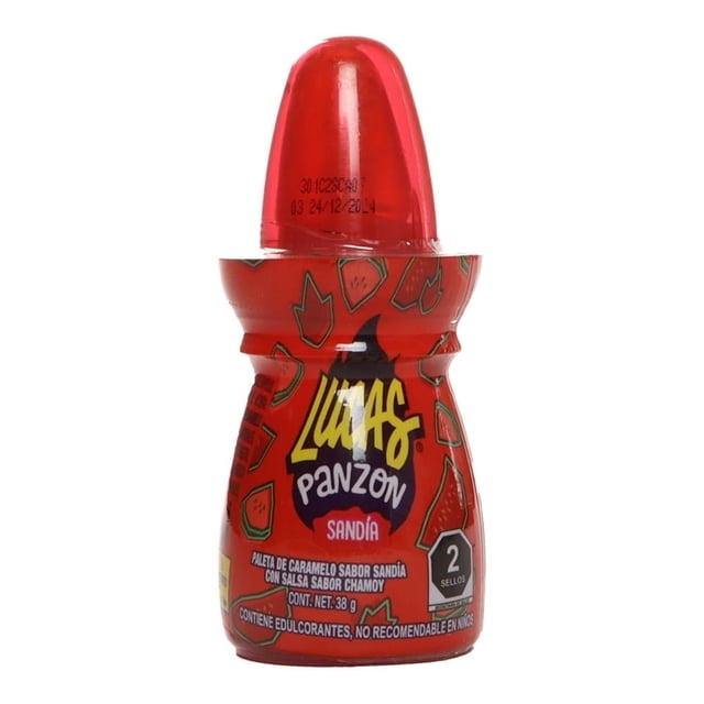 Paleta de caramelo Lucas Panzón sabor sandía con salsa de chamoy 38 g