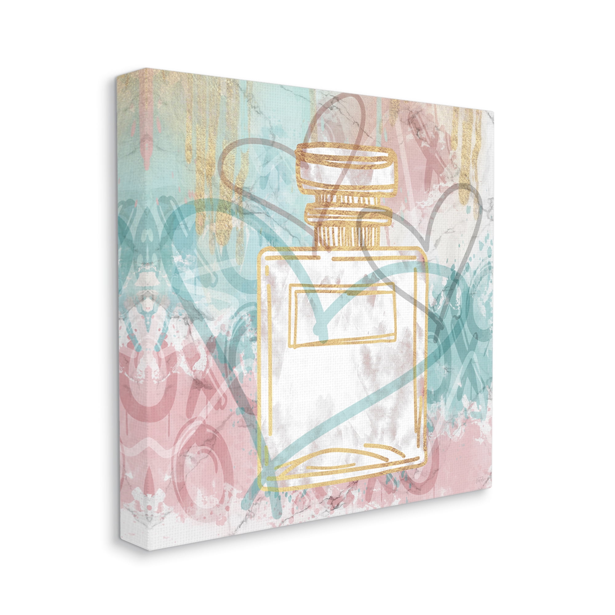 Stupell Industries Graffiti Hearts Perfume Abstract Painting Gallery Wrapped Canvas Art Print Wall Art, 17 x 17
