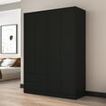 thumbnail image 2 of Polifurniture Denmark 71 in. 4 Door Modern Adult Armoire with 2 Drawers, Shelves & Hanging Rod, Black Wood, 2 of 10