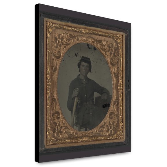 Canvas Print: Unidentified Soldier In Confederate Uniform And Snake Belt Buckle