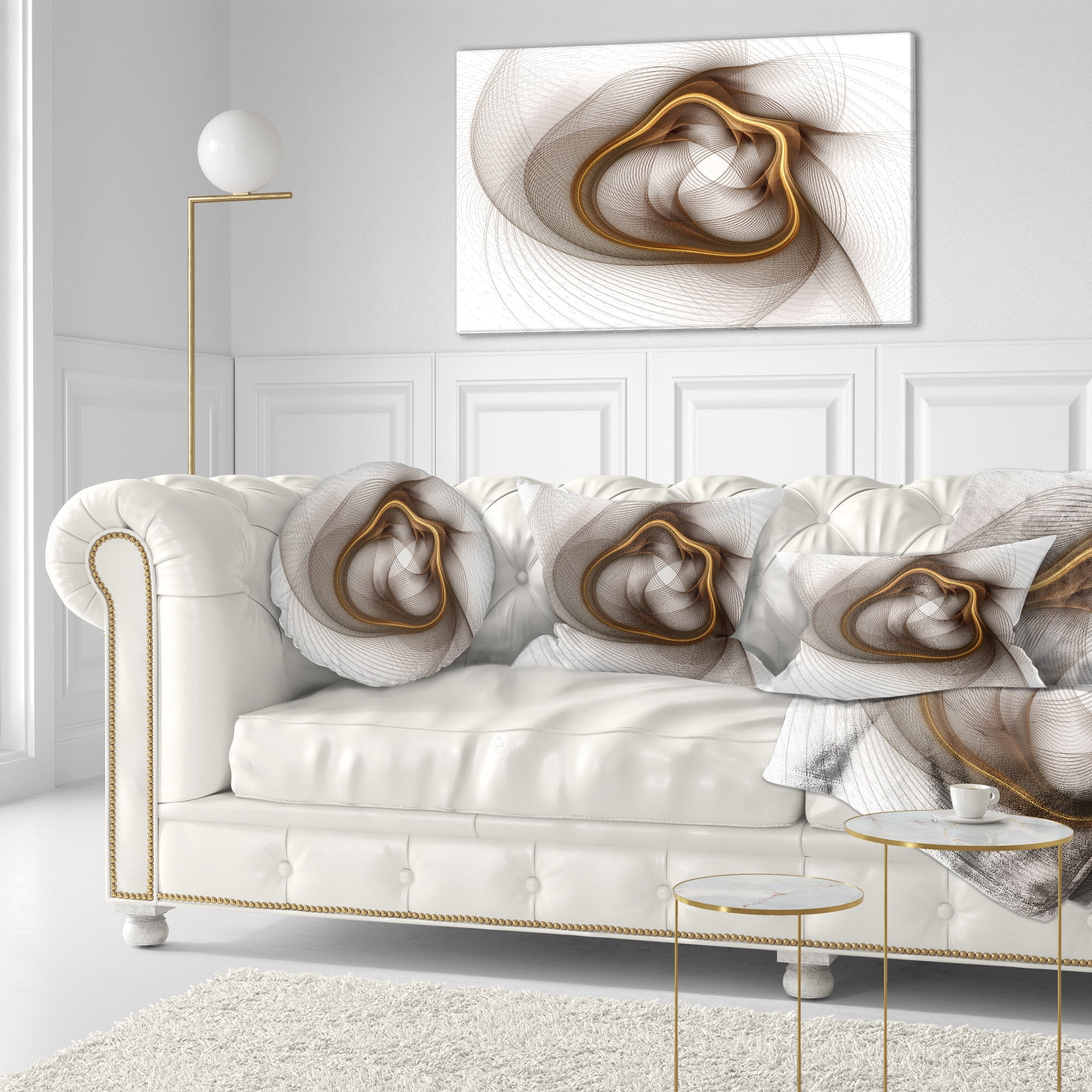 Designart Brown Abstract Fractal Flower - Floral Throw Pillow - 12x20