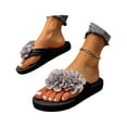 thumbnail image 3 of Fdrone Wedge Sandals for Women Mesh Flower Flats Flip-Flops Foam Sole Slippers Sandals with Arch Support Summer Beach Comfort Vacation Trendy Slide Sandal, 3 of 5