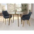 thumbnail image 2 of 3 Piece Dining Set, 2 Modern Style Solid Wood Alba Armchairs w Round Dining Table, Kitchen Set for Two, Modern Armchairs and Round Table, Dining Table Set, Dark Gray Color, 2 of 10