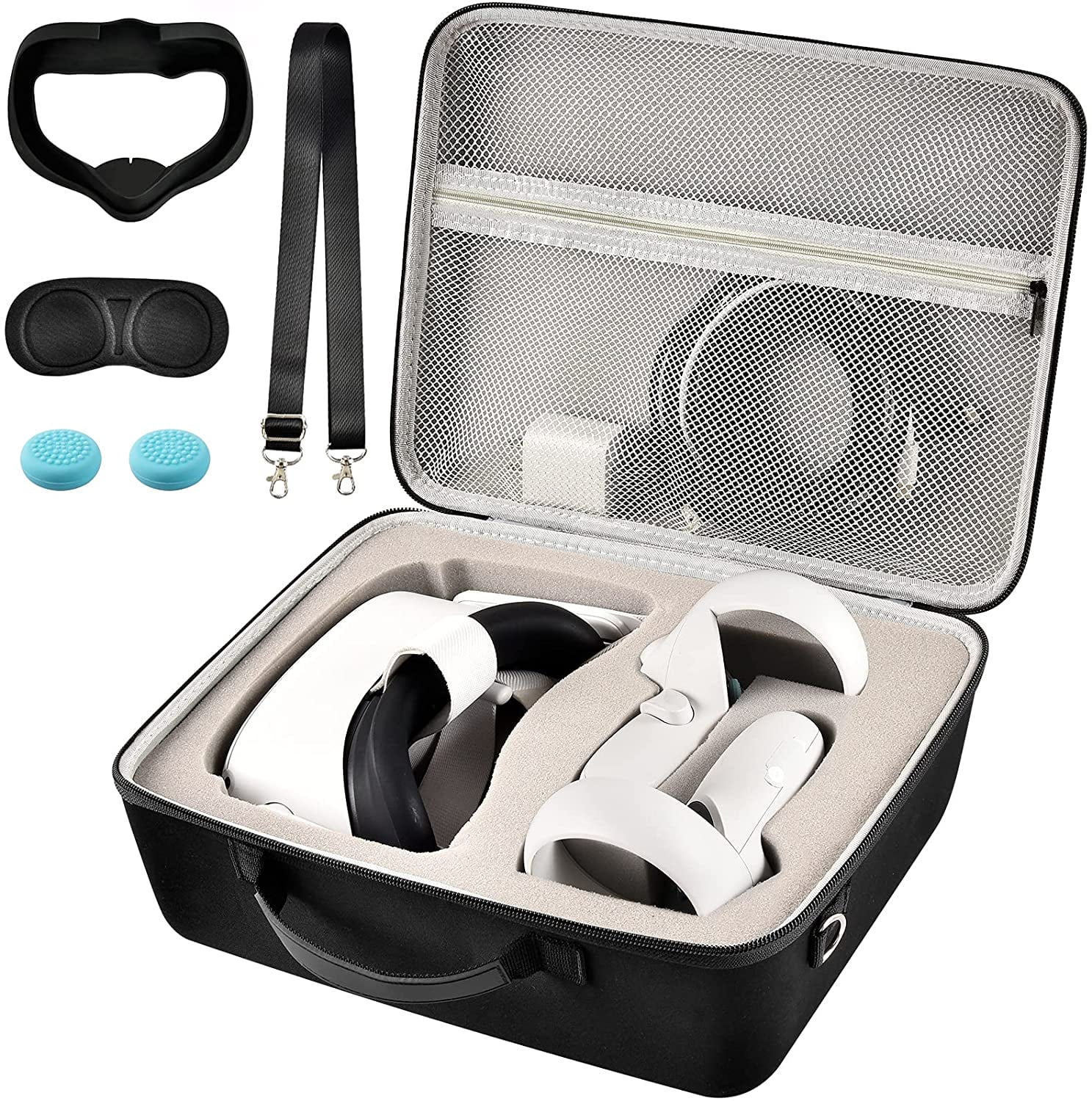 Shredded nødvendig abstrakt Case for Oculus Quest 2 VR Headset and Controllers, with Face Cover and  Lens Protector for Travel Protection– Grey - Walmart.com